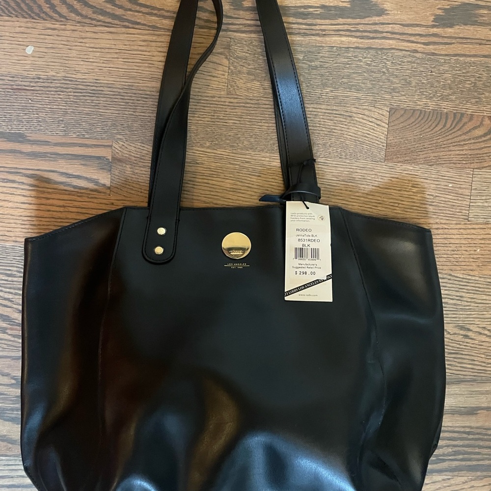 Lodis Black Leather Classic Tote